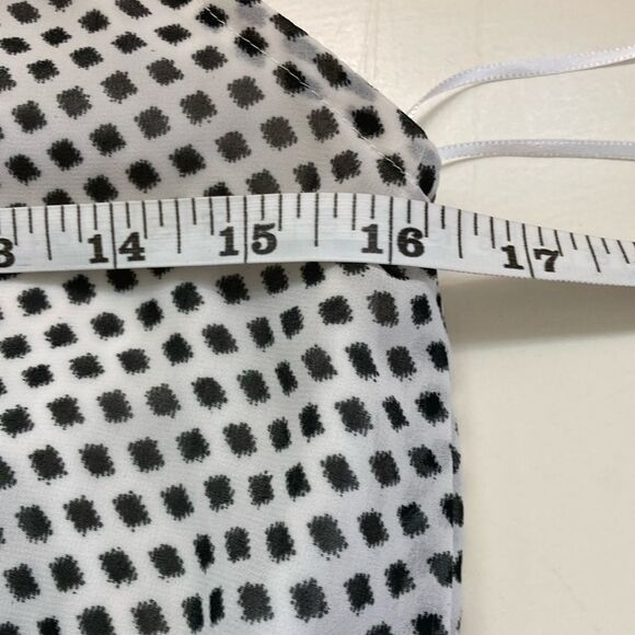 Pattered Keyhole Sz 4 Sleeveless BLK/ White Elastic Waist Fully Lined Mini Dress - Picture 2 of 10